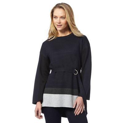 Navy colour block belted tunic